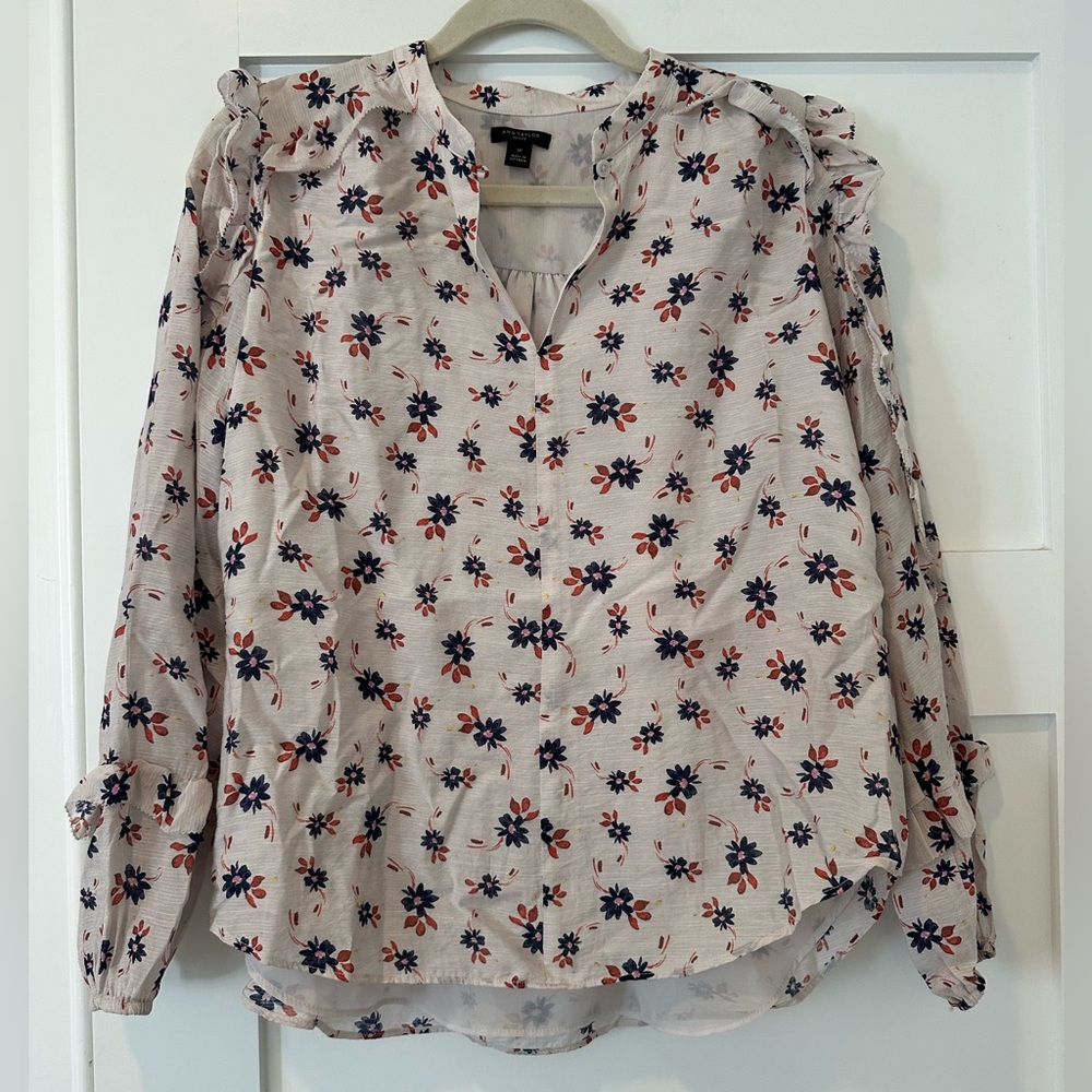 Ruffle sleeve Ann Taylor Petite blouse
